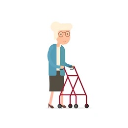 grafika starszej kobiety korzystającej z balkonika
